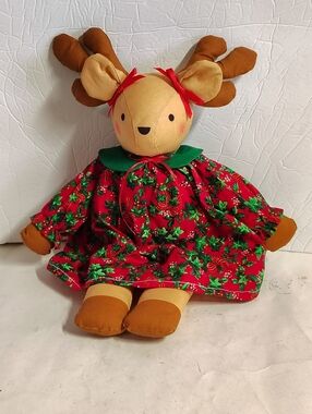 Handmade Christmas Mouse Reindeer Plush Cottage Core Vintage 90's Primitive Doll